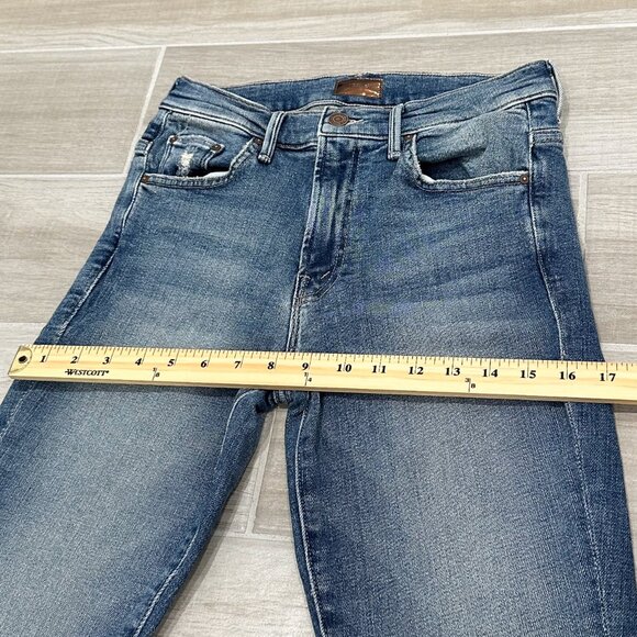 Mother The Insider Crop Step Fray Jeans in Reckless On A Shiny White Vespa Sz 25 - Picture 12 of 16